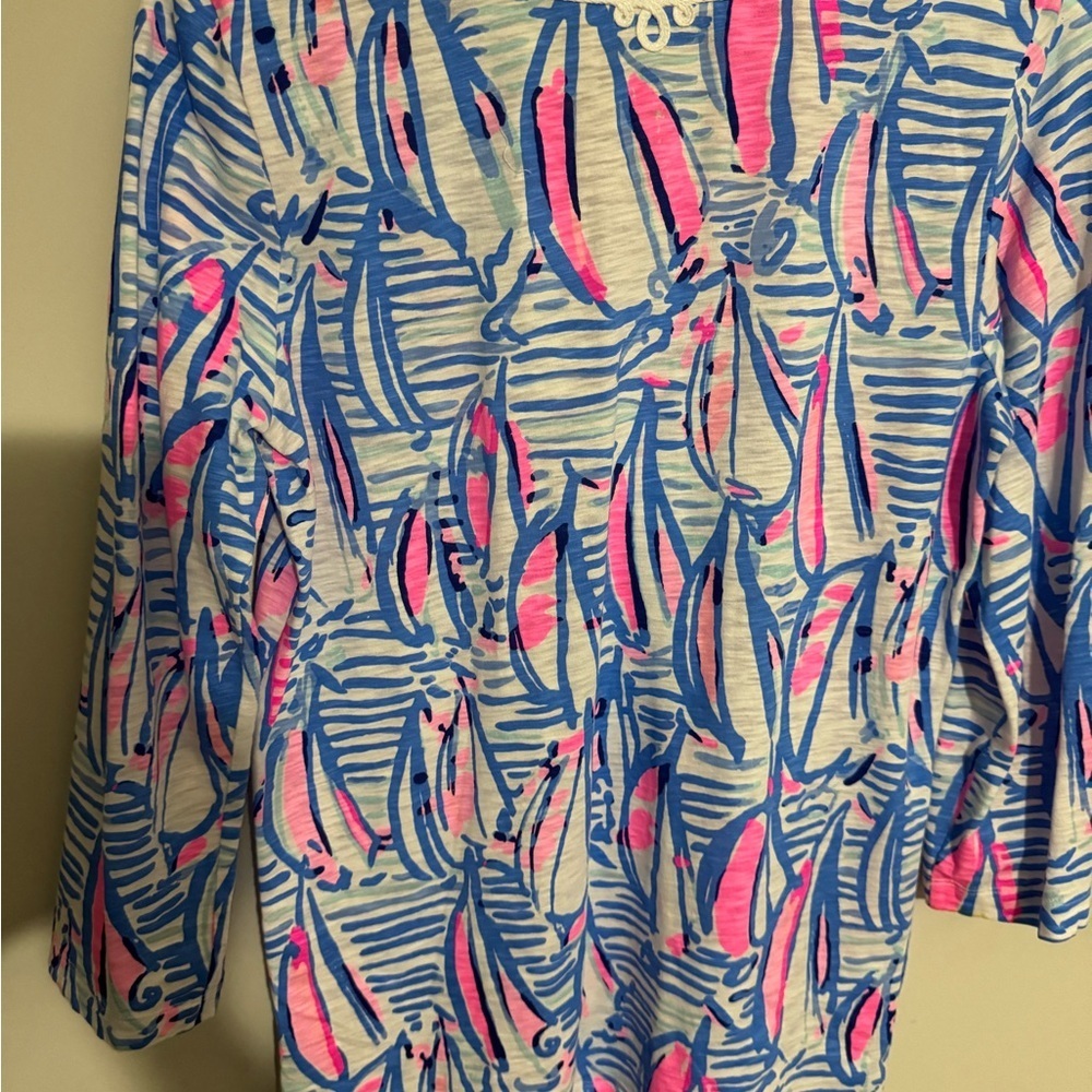 Lilly Pulitzer Blue and Pink Cotton Top - Picture 4 of 11